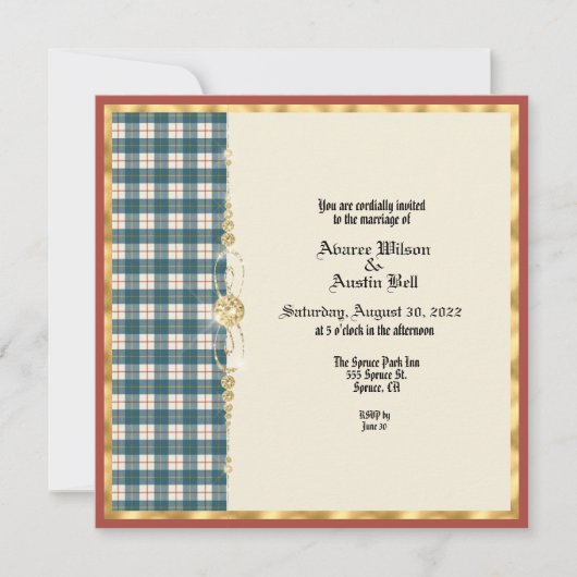 MacRae Conchra Tartan Wedding Invitation Kaart (Voorkant)