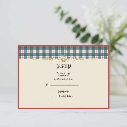 MacRae Conchra Tartan Wedding RSVP (Staand voorkant)
