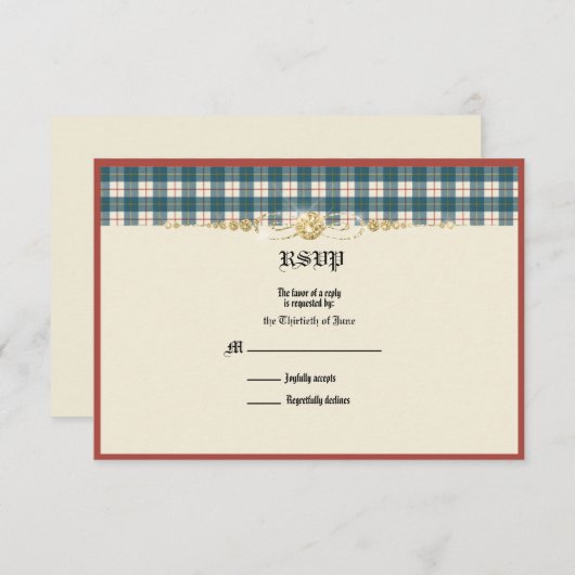 MacRae Conchra Tartan Wedding RSVP (Voorkant / Achterkant)