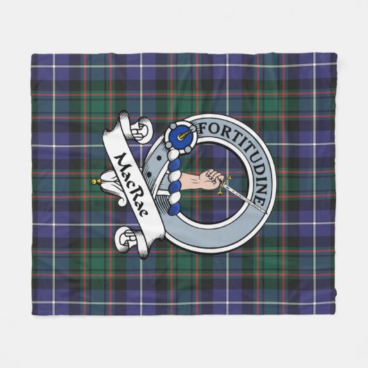 MacRae Hunting Modern Clan Badge Tartan Pset Fleece Deken (Voorkant (Horizontaal))