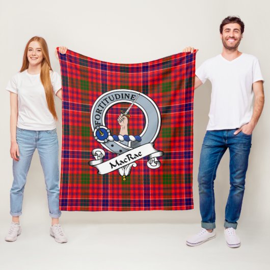MacRae Modern Clan Badge Tartan Pset Fleece Deken (In situ)