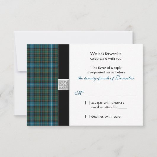 MacRae Oude Jacht Tartan Trouw RSVP kaart (Voorkant)