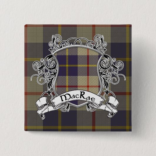 MacRae Tartan Shield Vierkante Button 5,1 Cm (Voorkant)