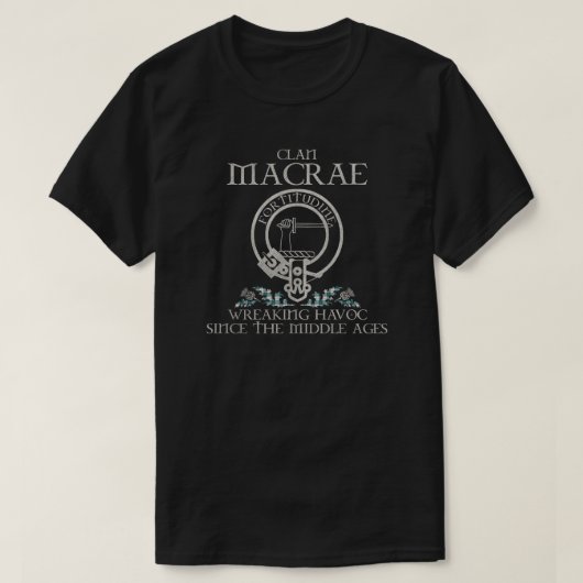 MacRae van Conchra Clan kuif Schotse achternaam ta T-shirt (Design voorkant)