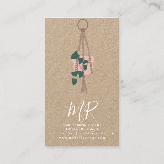 Macrame Artiest Handmade Design Hanging Cactus Visitekaartje (Achterkant)