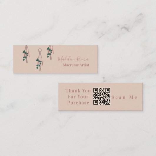 Macrame Artist Handmade Hanging Planten Earthy Mini Visitekaartje (Voorkant / Achterkant)