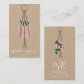 Macrame artistieke handgemaakt ontwerp hangend Pla Visitekaartje (Voorkant / Achterkant)