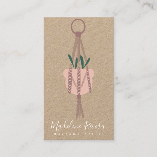 Macrame artistieke handgemaakt ontwerp hangend Pla Visitekaartje (Voorkant)