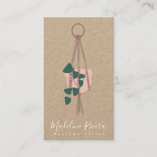 Macrame artistieke handgemaakte ontwerphangende Pl Visitekaartje (Voorkant)