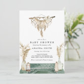 Macrame Boho Chic Rustic Neutraal Baby shower  Kaart (Staand voorkant)