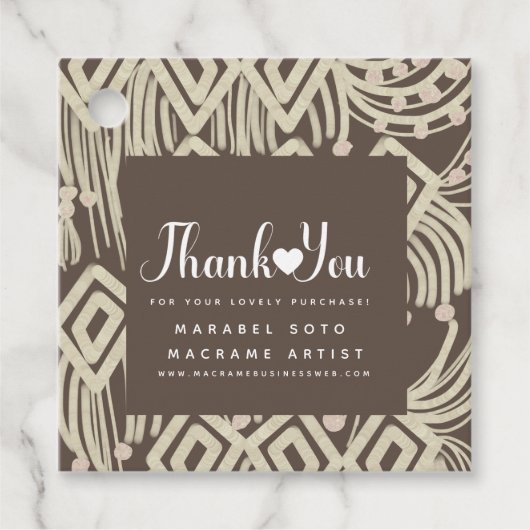 Macrame Handmade Business Bedankt appreciatie B Bedankjes Labels (Voorkant)