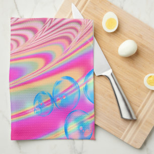 MACRAME'- kleurrijk Abstract Afbeelding van fracta Theedoek