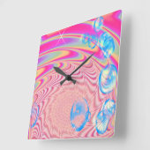 MACRAME'- kleurrijk Abstract Afbeelding van fracta Vierkante Klok (Hoek)