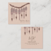 Macrame kunstenaar handgemaakte ontwerper Natuurli Vierkante Visitekaartje (Voorkant / Achterkant)