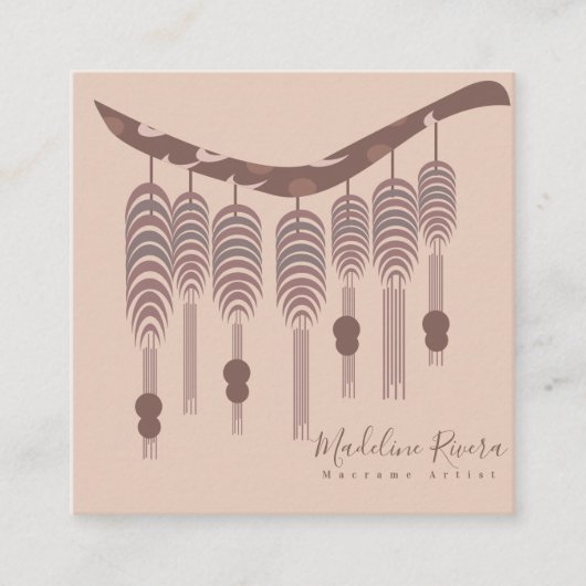 Macrame kunstenaar handgemaakte ontwerper Natuurli Vierkante Visitekaartje (Voorkant)