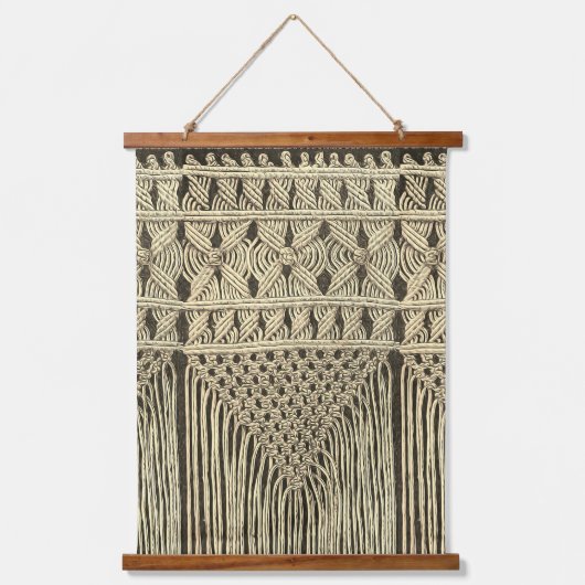  Macramé-look - blauw paars&sepia Hangend Wandkleed (Voorkant)