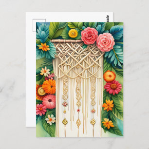 Macrame met bloemen, Postcrossing Briefkaart