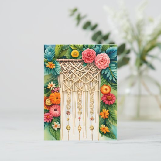 Macrame met bloemen, Postcrossing Briefkaart (Staand voorkant)