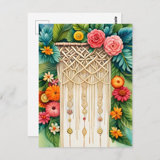 Macrame met bloemen, Postcrossing Briefkaart (Voorkant / Achterkant)