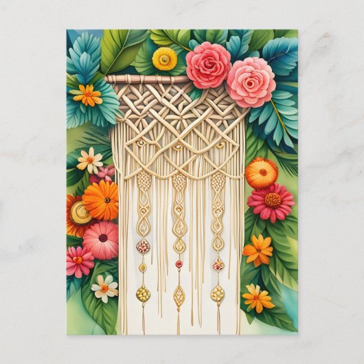 Macrame met bloemen, Postcrossing Briefkaart (Voorkant)