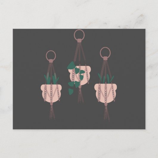 Macrame Planten Hanger Planter Potten Illustratie Briefkaart (Voorkant)