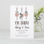 Macrame Planthanger Planter Potten Baby Shower Kaart (Staand voorkant)