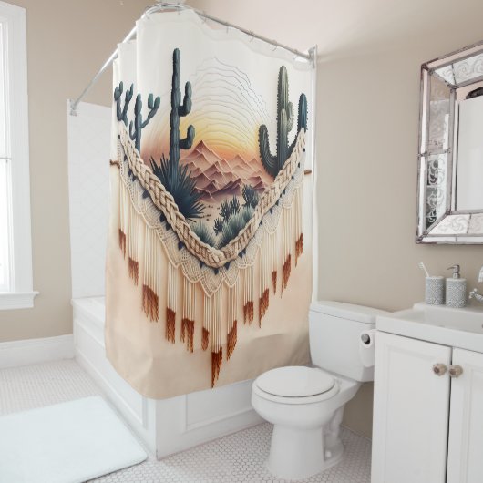 Macrame stijl afdrukken douchegordijn (In situ)
