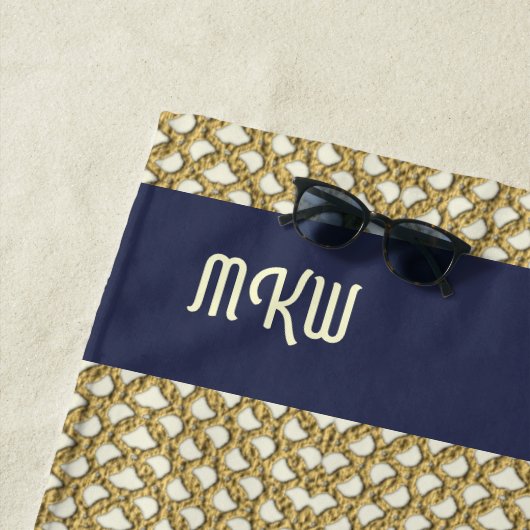 Macrame Vist Net Kijk met je Initialen / Naam Strandlaken (In situ)