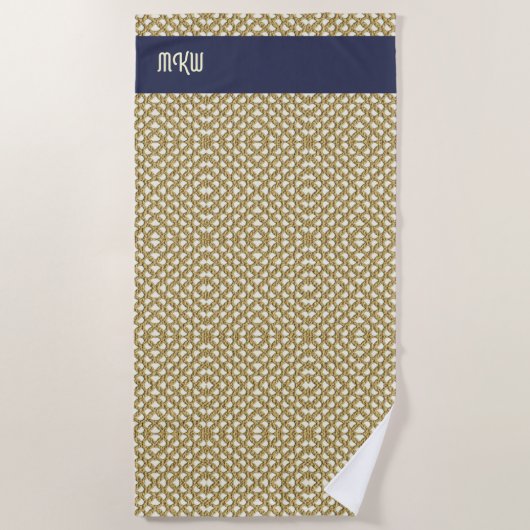 Macrame Vist Net Kijk met je Initialen / Naam Strandlaken (Voorkant)