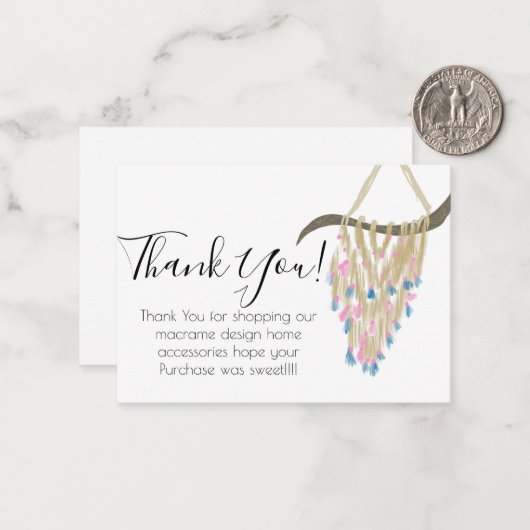 Macrame Winkelen Decor Dank je wel Notitiekaartje (Voorkant / Achterkant in situ)