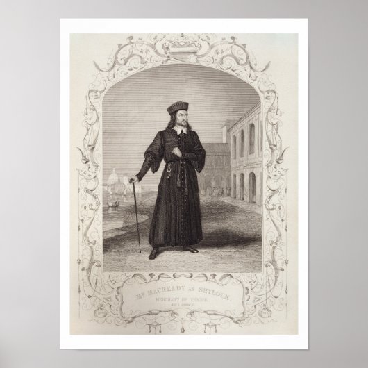 Macready as Shylock, Act I Scene 3, in 'The Mer' Poster (Voorkant)