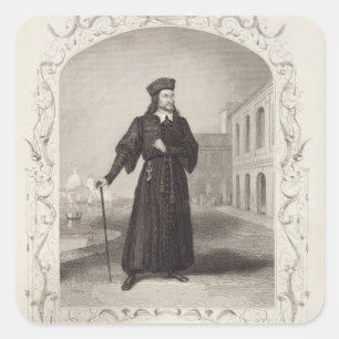 Macready as Shylock, Act I Scene 3, in 'The Mer' Vierkante Sticker