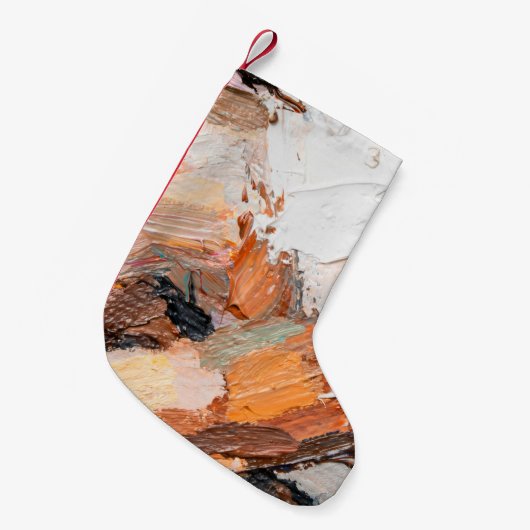 Macro. Abstracte kunst. Expressieve pasteiolie met Kleine Kerstsok (Voorkant (Hangend))