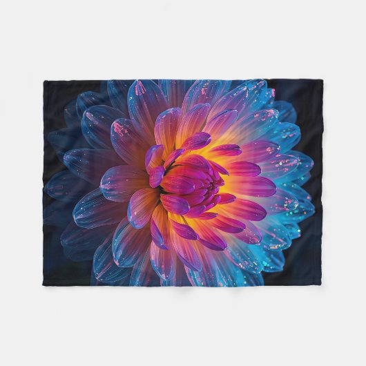 Macro Aurora Bloom Fleece Deken (Voorkant (Horizontaal))