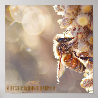 Macro Bee In Bloom: De Bestuiving Van De Natuur Cl Poster