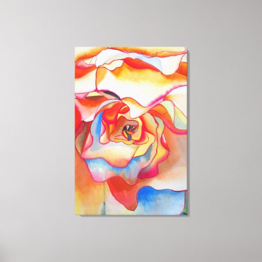 Macro begonia Fred Martin waterverf schilderij Canvas Afdruk (Voorkant)