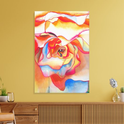 Macro begonia Fred Martin waterverf schilderij Canvas Afdruk (Insitu (Woonkamer))