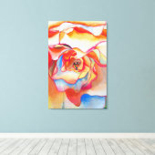 Macro begonia Fred Martin waterverf schilderij Canvas Afdruk (Insitu (Houten vloer))