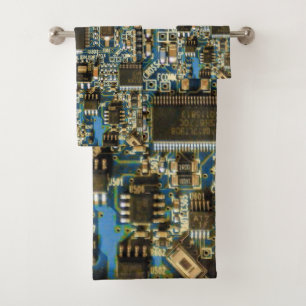 Macro Blau Circuitbord   PCB-foto Bad Handdoek