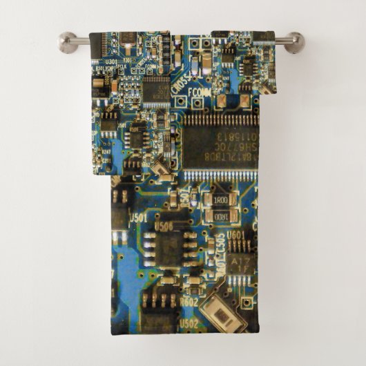 Macro Blau Circuitbord | PCB-foto Bad Handdoek (Insitu)