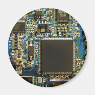 Macro Blau Circuitbord   PCB Foto Magneet