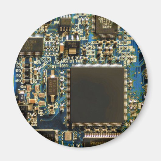 Macro Blau Circuitbord | PCB Foto Magneet (Voorkant)