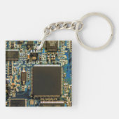 Macro Blau Circuitbord | PCB Foto Sleutelhanger (Achterkant)