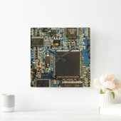 Macro Blau Circuitbord | PCB Foto Vierkante Klok (Huis)