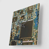 Macro Blau Circuitbord | PCB Foto Vierkante Klok (Hoek)