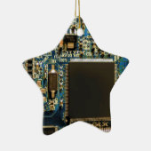 Macro Blauwe Printplaat | PCB Foto Keramisch Ornament (Rechts)