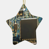 Macro Blauwe Printplaat | PCB Foto Keramisch Ornament (Links)