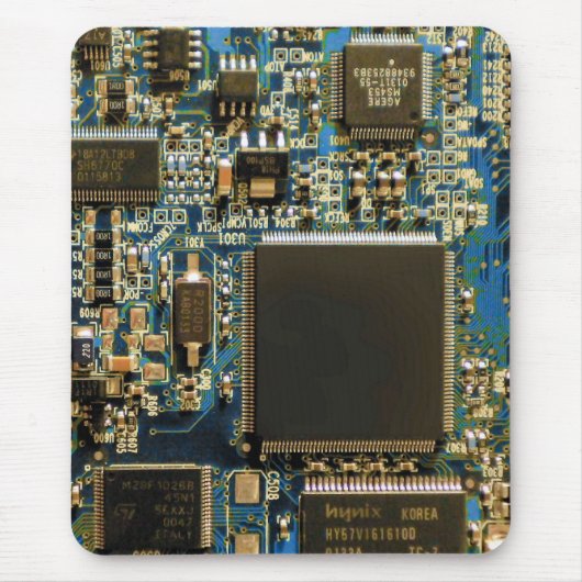 Macro Blauwe Printplaat | PCB Foto Muismat (Voorkant)
