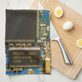 Macro Blauwe Printplaat | PCB Foto Theedoek (Quarter Fold)