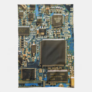 Macro Blauwe Printplaat   PCB Foto Theedoek